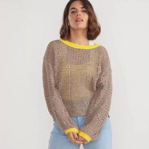 Free People Home Run Sweater Crochet Knit Cotton